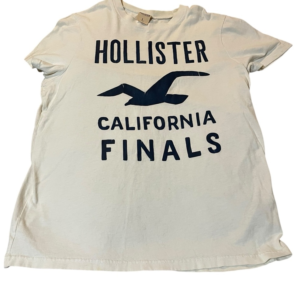 Hollister Cream Tee with Blue Graphic